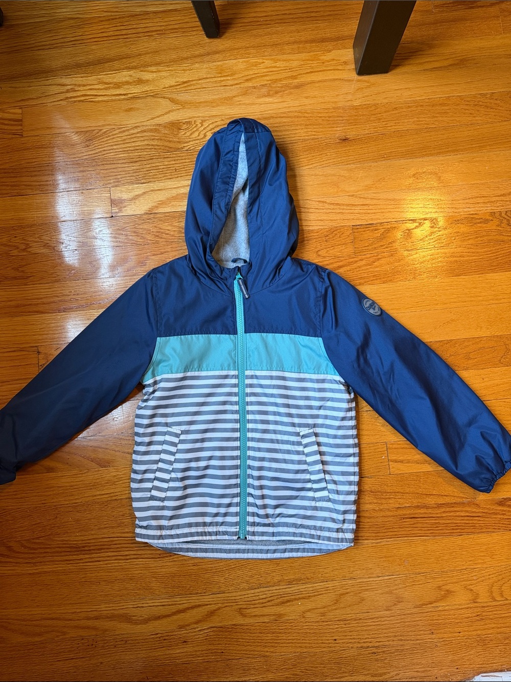 Kids Oshkosh Hooded Windbreaker Jacket in Navy and Light Blue